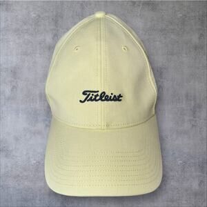 Titleist Yellow Navy Blue Cotton Embroidered Strap Back OSFM Hat Golf Cap